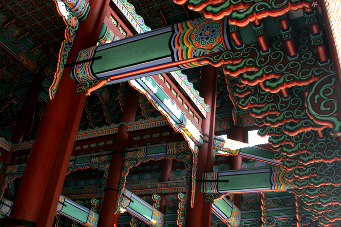 The rafters above the throne looking northeast