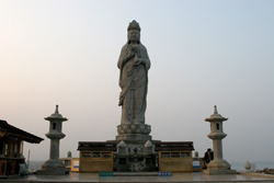 The Buddha statue at Yang Yang Temple looks over the Korean east sea