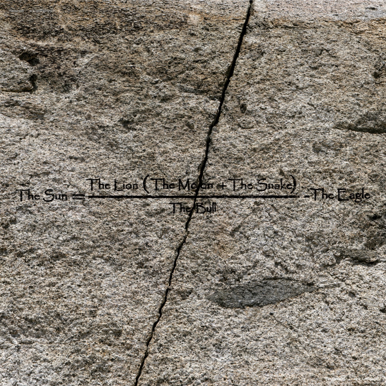 The Ancient Dual, 2009 - the equation written across a cracked granite boulder
