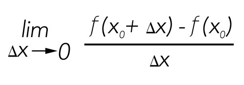 The limit as delta x approaches zero of f of x-zero plus delta x, minus f of x-zero, all over delta x