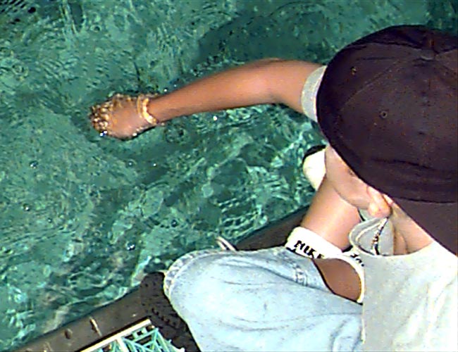 Figure 1. The sweeping hand held edge-on, its palm parallel to the direction of travel. The streamlined orientation presents minimal area to the water and meets little resistance.