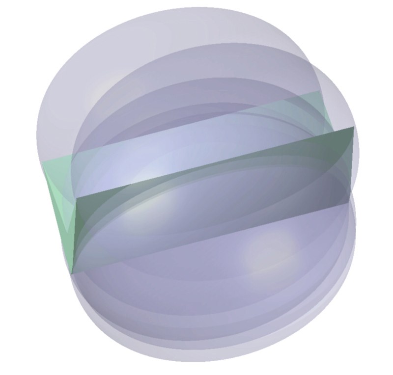 An unlabelled side view of the ellipsoidal structure