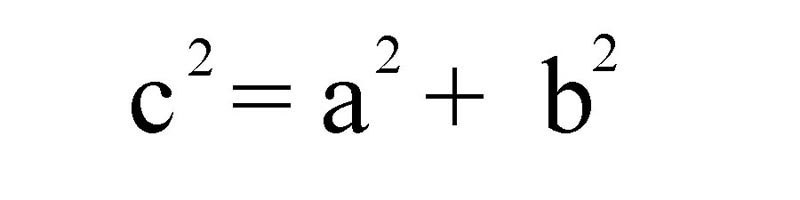 The Pythagorean theorem, a squared plus b squared equals c squared